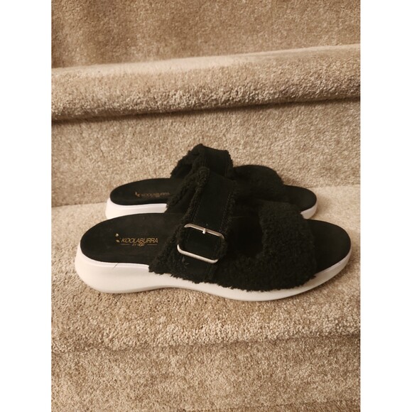 Koolaburra by UGG "Pasea" Women's Black Sherpa Slide Sandals Size 12 - Picture 1 of 10